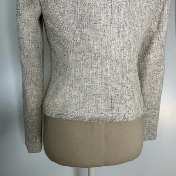 Calvin Klein Open Front Tweed Fringe Jacket 2 - Picture 10 of 12